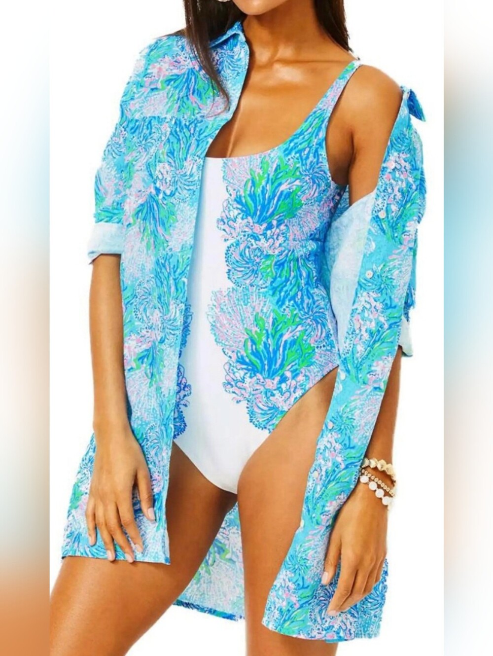 Lilly Pulitzer "Strong Current Sea" aquatic print swimsuit